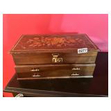 Wooden jewelry box and contents