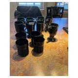 12- black mugs and glasses