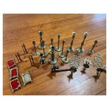 Lot of brass candleholders and picture frames