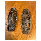 2 ï¿½ vintage farmer and wife, ceramic wall hangers