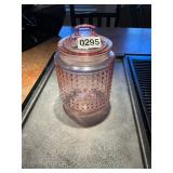 Pink hobnail candy jar