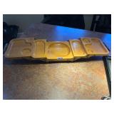 Folding wooden serving tray