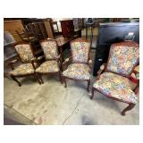 4- wood and flower patterned captains chairs