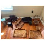 Wicker, galvanized, and metal basket lot