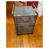 Two drawer metal rolling cabinet