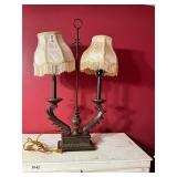 Nice dual light  lamp with cream shades