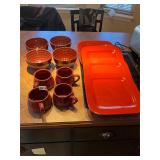4 plates, bowls, and cups