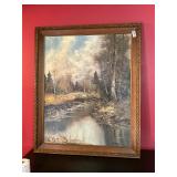 Framed picture, woods and creek
