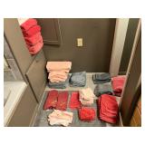Towels, washcloths, bathroom rugs