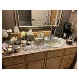 Coffee pot, Clock,, assorted decor
