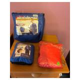 Two XL rain parka, XL nylon pant suits