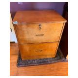 2 drawer wooden file cabinet with keys
