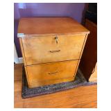2 drawer wooden file cabinet with keys