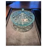 Teal colored crystal candy dish