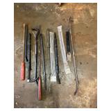 Large lot of pry bars and crowbars