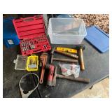 Assorted tools, hammer, box