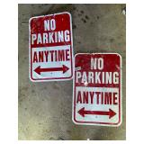 2 Metal No Parking Signs