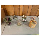 Cookie jar, flowers, and assorted figurines