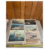 6- military plane pictures/lithographs