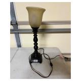 Wood and glass globed lamp