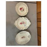 3 white and rose platter, dishes