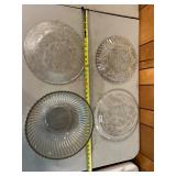 4- assorted crystal platters and bowl