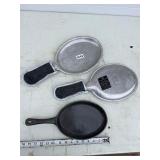 3 skillets- aluminum and cast iron