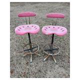 2- red swivel bar stools
