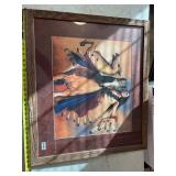 Framed Indian and horse picture