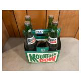 4 vintage glass Mountain Dew bottles