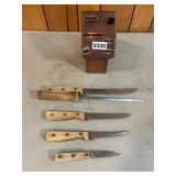 Knives, sharpening rod, and block