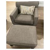 Gray chair with matching ottoman