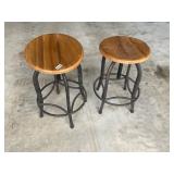 2 swivel wood top bar stools see description