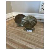 Pair of brass seashell bookends