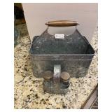 Metal utensil holder, salt, and pepper shakers