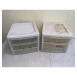 2 - plastic 3 drawer storage