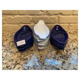 12 blue and white appetizer dishes