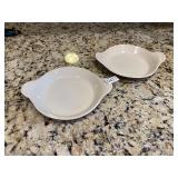 Two brown Hall dishes