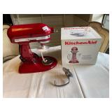 Red Kitchenaid Mixer, 2 hooks, mixing bowl in box