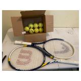 2 tennis rackets & balls