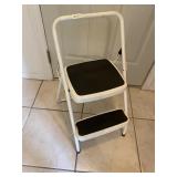 White 2 step folding step ladder
