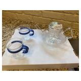 Glass tea pot, 2 cups