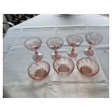 7 pcs pink glassware