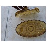 fancy amber glass butter serving tray with lid