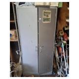 metal shop storage cabinet and contents