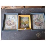 3 framed floral prints