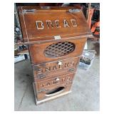 pantry bin, taters, snacks, bread