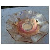 large iridecent marigold carnival glass bowl