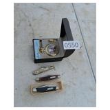 NOS pocket watch and a few old pocket knives