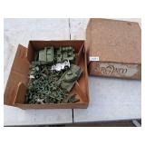 box of vintage green army men